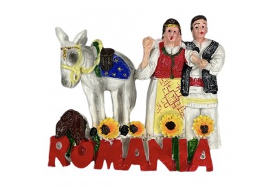 Magnet ceramic măgăruș și românași Magnet ceramic măgăruș și românași